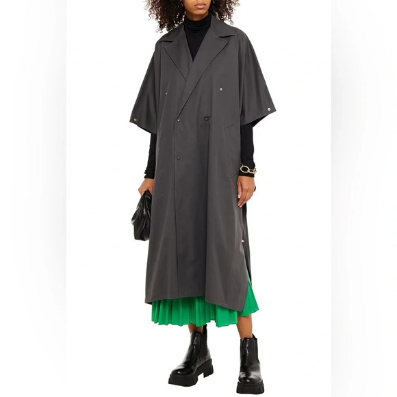 NWT Bottega Veneta Gabardine Wrap Sleeve Coat in Iron Size Small - Picture 2 of 16